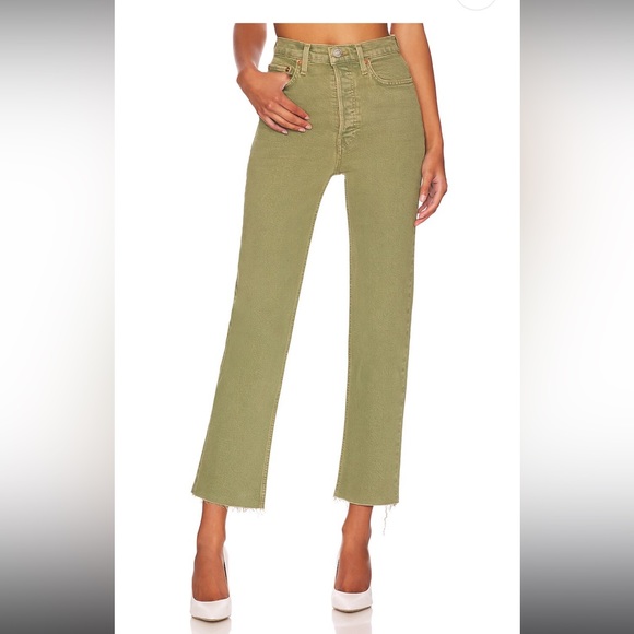 Re/Done Denim - RE/DONE 70s Ultra High Rise Stove Pipe Jeans in Washed Sage - NWT - Sz 25